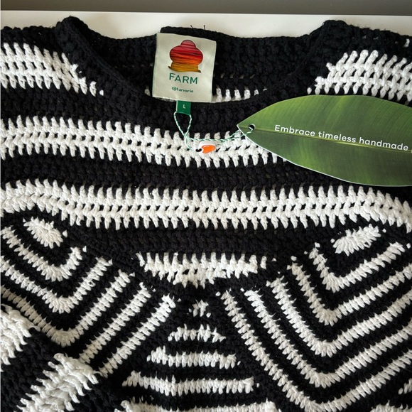 Farm Rio black and white stripped sweater - Picture 3 of 3